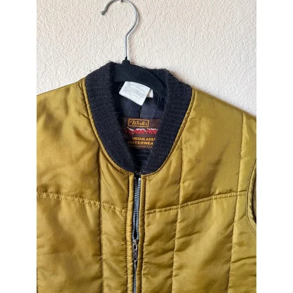 Vintage Walls Blizzard-Pruf Insulated Vest Mens Small Green Quilted Zip Up USA - Picture 5 of 7